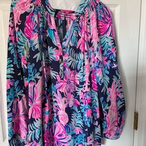 Lilly Pulitzer Pink and Blue Floral Blouse